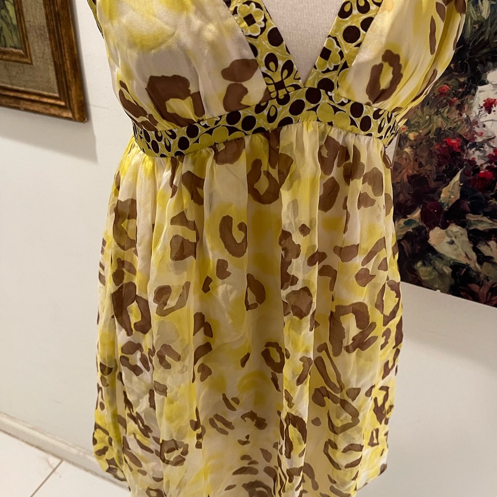 Milly Vibrant Yellow And Brown Patterned Dress - image 2
